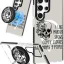 Lotadilo Cute Case for Samsung Galaxy S25 Ultra for Women Girls - Funny Skull Design Compatible with Magsafe Magnetic Ring Holder Kickstand Fashion TPU Phone Covers