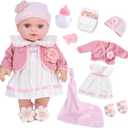 DOTVOSY 12" Girl Baby Dolls Playset Adoption Baby Doll with Clothes Accessories Include Outfits,Pacifier,Disposable Diaper,Blanket,Feeding Bottle Toy Stuff for Toddler 3 Ages and Up