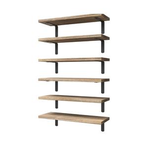 WOPITUES Wood Floating Shelves Set of 6, Shelves for Wall Decor, Farmhouse Shelf for Bedroom, Bathroom Storage Shelves, Book Shelves for Living Room - Rustic Brown
