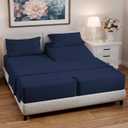 Split California King Bed Sheet Set - 5 Piece Split Cal King Size Sheets - Ultra-Soft, Breathable & Cooling - Comfy, Wrinkle & Fade Resistant - Fits 8" to 16" Inch Mattress w/ Deep Pockets - Navy Blue