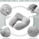 Sintuff 4 Sets Inflatable Travel Pillows for Airplanes with Compact Bag and Blindfold Velvet Inflatable Neck Pillow for Traveling Head Support U Shaped Flight, 12 x 12 x 5.5 Inch