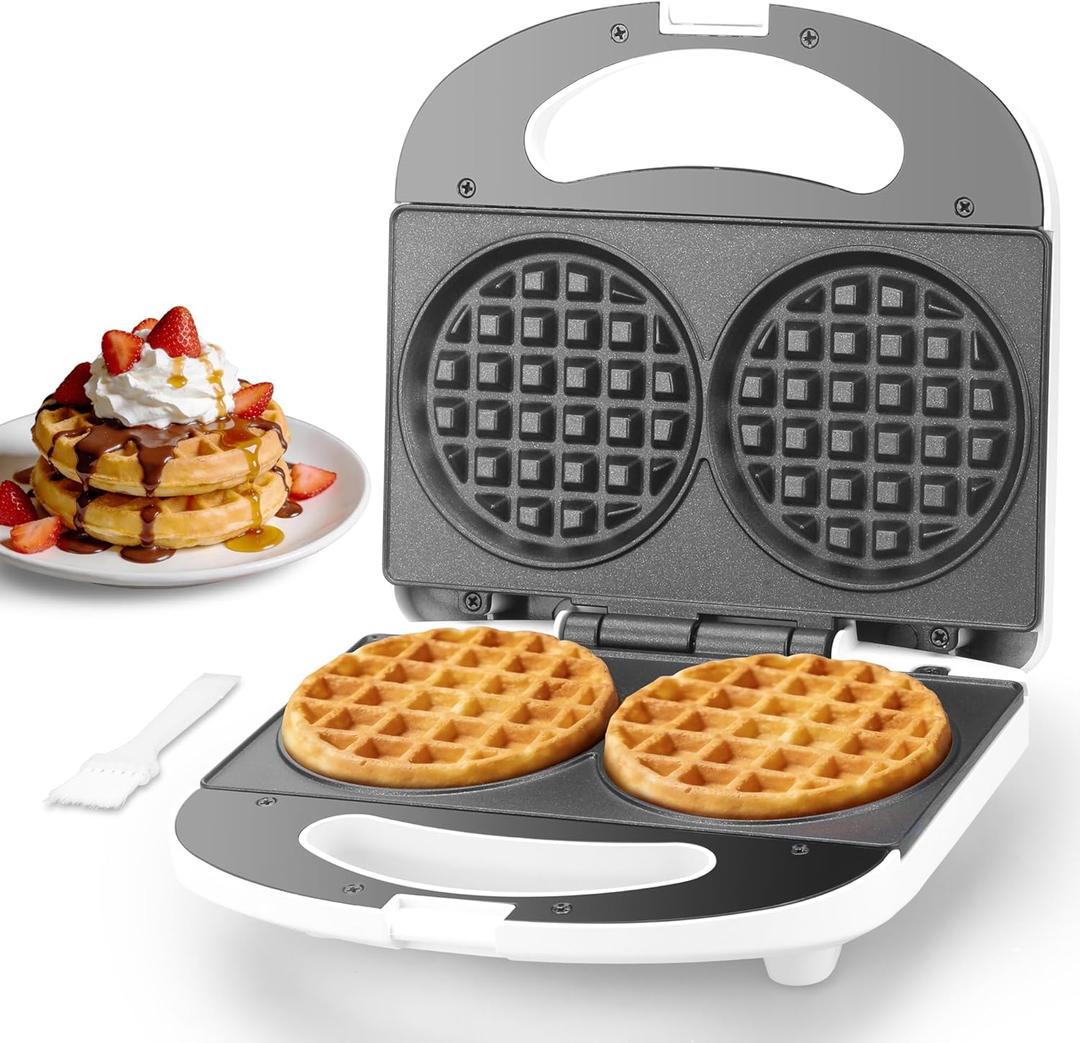 Double Mini Waffle Maker Machine, Chaffle Maker, Waflera Electrica, Small Waffle Iron for Waffles, Keto Chaffles, Hash Browns, Cookies, 4 Inch