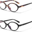 Fashion Oval Blue Light Blocking Glasses for Women Men Retro Anti Eyestrain Glasses for Gaming/Computer/Screen (Black+tortoise)