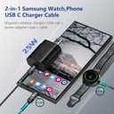 2 in 1 Samsung Watch Charger, 25W USB C Fast Charger with 5FT Charger Cable Compatible for Galaxy Watch Ultra 7/6/6 Classic/5 Pro/5/4 /3/Active2/1 and Galaxy S25/S24/S23/S22/S21/S20/S10/Note 10/9/8