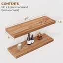 Floating Shelves for Wall Decor, 8" Deep Rustic Solid Elm Wood Floating Shelves Wall Mounted, Wall Shelves with Invisible Bracket for Living Room Bathroom Bedroom Kitchen, 24 Inch Set of 2, Natural
