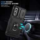 3 x Lunivop Compatible with Samsung Galaxy s25 Edge Case 360Metal Rotated Ring Holder Magnetic KickstandCamera Protection Military - Grade Heavy Duty for Galaxy s25 Edge Case 2025 Black