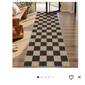 Lahome Checkered Easy Jute Runner Rug, 2x8 Kitchen Rug Non Slip Washable Outdoor Runner for Entryway Indoor, Checkerboard Black Indoor Outdoor Carpet for Hallway 8ft Entry
