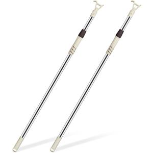 2 x 2Pcs Telescoping Skylight Rod Pole with Hook 41-63Inch Wand for Blinds Shutters Adjustable Tension Rod for Blind Shades Curtain Pull Wand for Skylight Cordless Window
