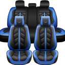 Front & Rear Seat Covers for Corvette C7 C5 Car Seat Cover Luxury PU Leather Sporty Breathable Comfortable Blue × Black