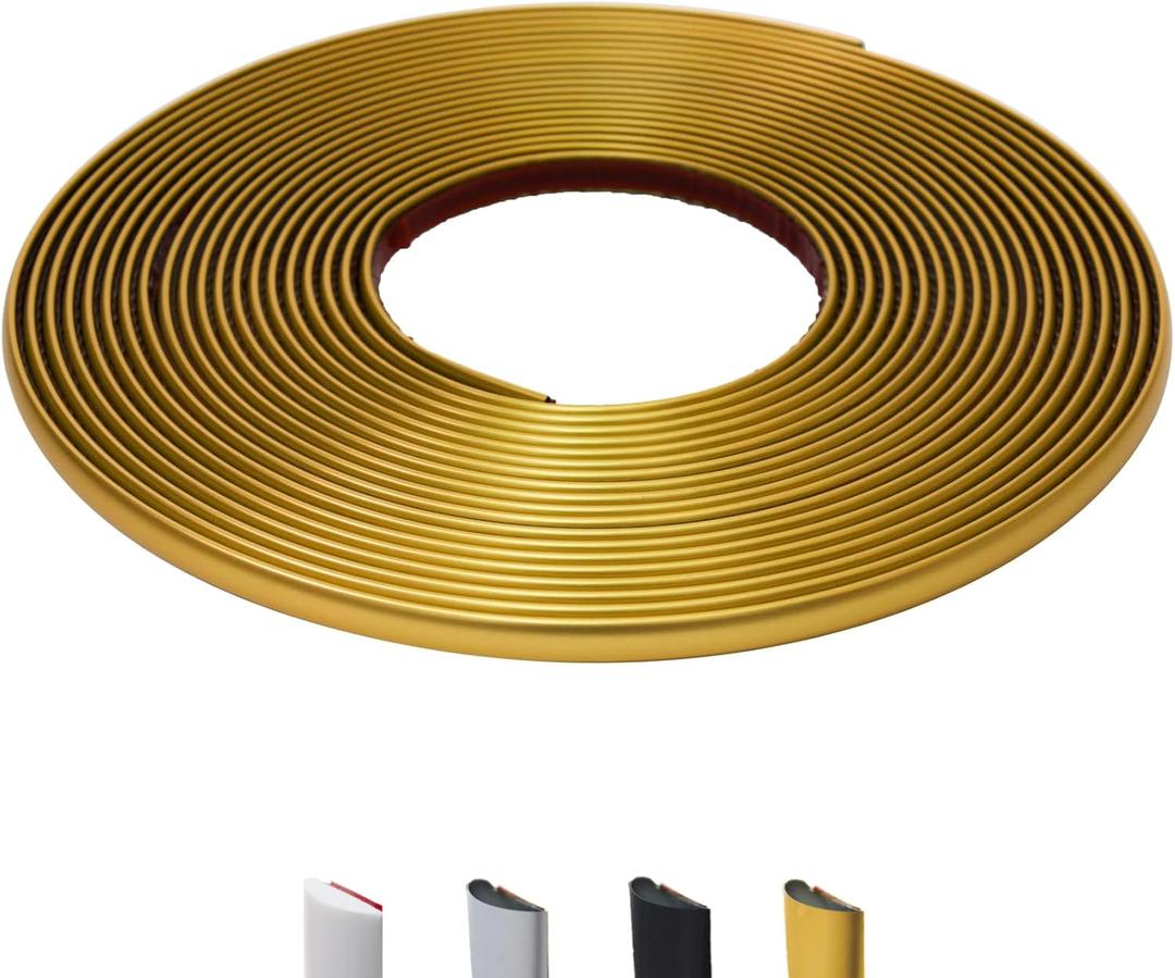 52.5 Ft Peel and Stick Wall Molding Trim, D-Shape Flexible Molding Trim Matte Gold for Backsplash, Mirror, Wall, Window & Door Frames, Waterproof Self Adhesive Trim(W:0.4", T:0.1")