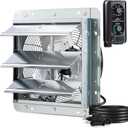 iLIVING 12" Wall Mounted Shutter Exhaust Fan, Automatic Shutter, with Thermostat and Variable Speed controller, 0.6A, 960 CFM, 1400 SQF Coverage Area Silver (ILG8SF12V-ST)