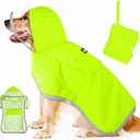 Lukovee Dog Raincoat, Adjustable Dog Rain Jacket with Clear Hooded Double Layer for Large Medium Small Dogs Puppies, Waterproof Rain Coat Poncho with Reflective Storage Pocket & Rim(L)
