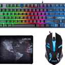 CHONCHOW 87 Keys TKL Gaming Keyboard and Mouse Combo, Wired LED Rainbow Backlit Keyboard 800-3200 DPI RGB Mouse, Gaming for PS4 Xbox PC Laptop Mac