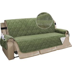 Turquoize Velvet Recliner Cover - Slip Resistant Couch Protector with Straps - Seat Width Up to 70" (70", Loden)