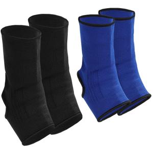 Geyoga 2 Pairs Compression Ankle Sleeve Muay Thai Foot Brace Boxing Ankle Braces for Men Breathable Women Foot Wraps Support for Martial Arts Kickboxing Gym Running, L Size(Black, Blue)