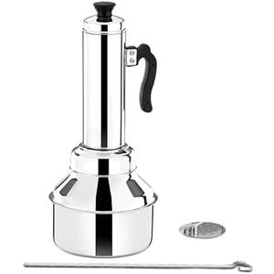 Stainless Steel Puttu Maker with Steamer Plate, Steel Stick & Lid, Traditional Puttu Kudam for South Indian Cooking, Long Size 7 Inch (1 Unit)