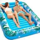 JAMBO XXL Inflatable Tanning Pool Lounger Float, 80 x 56 Sun Tanning Pool Float with Pillow Water Lounge Raft Pool Floatie for Adults Tanning Raft Pool Tub Water Tanning Bed Kiddie Pool Tanning Floats