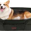 Dwanton Orthopedic Dog Bed for Medium Dogs with Gel Memory Foam, Waterproof Dog Sofa, Washable Pet Bed with Four Sided Bolster Cushion, Removable Cover & Non-Slip Bottom, 35", Green (Medium( 35 x 25.5 x 6 inch))