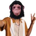 Monkey Head Mask with hair for Adult,Halloween Animal Latex Orang Mask for Cosplay Costume Party Prop