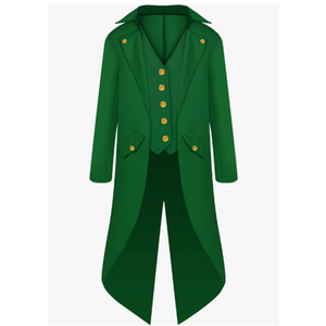 Boys Steampunk Victorian Jacket Gothic Tailcoat Costume Vintage Tuxedo Viking Renaissance Pirate Halloween Coats, Size 140