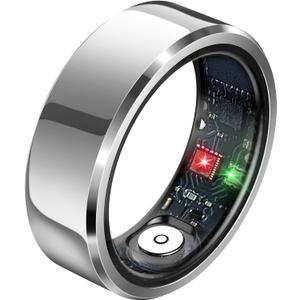 Smart Rings, Fitness Tracker Ring, Heart Rate, Blood Oxygen, Stress, Step Tracker, Sleep Monitoring, Air Gestures, No Subscription Fee, IP68 Waterproof for iPhone&Android (Silver, #9)