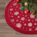 Flash World 48 Inch Large Christmas Tree Skirt Xmas Soft Cover Mat Decor Snowflake Collar Farmhouse Tree Skirt for Holiday Ornaments Party Home Indoor Decorations (RedThree Cotton Layer, 48INCH)