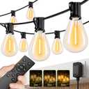 100FT LED Outdoor String Lights with Remote, One Continuous Strand Patio Lights with 35+1 Shatterproof S11 Bulbs, Dimmable 2200K Warm White, Timer & 3 Modes, Low Voltage for Backyard Garden