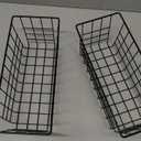 Slideep Farmhouse Large Wire Organizer Storage Bins Freezer Food Storage Basket for Kitchen Cabinets, Office, Bathroom, Pantry Organization Storage Bins Rack with Handles, 2 Pack, Black (15.7"L x 9.5"W x 6.3"H)