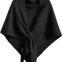 Winter Shawl Wraps Women Knitted Shawls and Wraps Cardigan Cape Wool Pashmina Shoulder Top Sweater Shawl Scarf 2025 (Black)