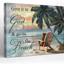 Kuphsod Summer Beach Canvas Wall Art Ocean Coastal Print Painting Sea Landscape Picture Modern Home Artwork Decor For Living Room Kitchen Bathroom Framed Ready To Hang 16x20 Inch (20L" x 16W")