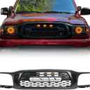 Front Grill Compatible With Toyota Tacoma 2001 2002 2003 2004 Matte Black Front Bumper Grille With Accessories/Letters/Amber Light Up