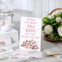 72 Pcs Bridal Shower Tea Party Favor Game Prizes 1 Guessing How Many Tea Bags Sign 50 Guessing Game Cards with 20 Pencils and 1 PET Jar for Guests Wedding (No Tea Bag)