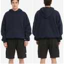 FAIABLE Hoodies for Men Oversized Half Zip Pullover Fleece Sweatshirts Heavyweight Sweater Hoodies Fall Winter Fashion Outfits Streetwear Clothes, Navy XL