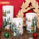 Christmas Flameless Pillar Candles Winter Snowflakes Village Theme Battery Operated with Remote Real Wax LED Flickering Realistic Flame Light Window Christmas Gifts Holiday Home Decor