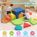 12-Piece Foam Climbing Blocks for Toddlers 1-3, Toddler Climbing Toys Indoor Soft Play Set, Kids Foam Climb Blocks with Tunnel, Steps, Rollers for Crawling, Montessori Indoor Play Gym