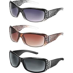 Frienda 3 Pairs Rhinestone Sunglasses Women Men Retro Wrap Around Glasses Crystal Oversized Trendy Bling Vintage Sunglasses (Elegant Color)