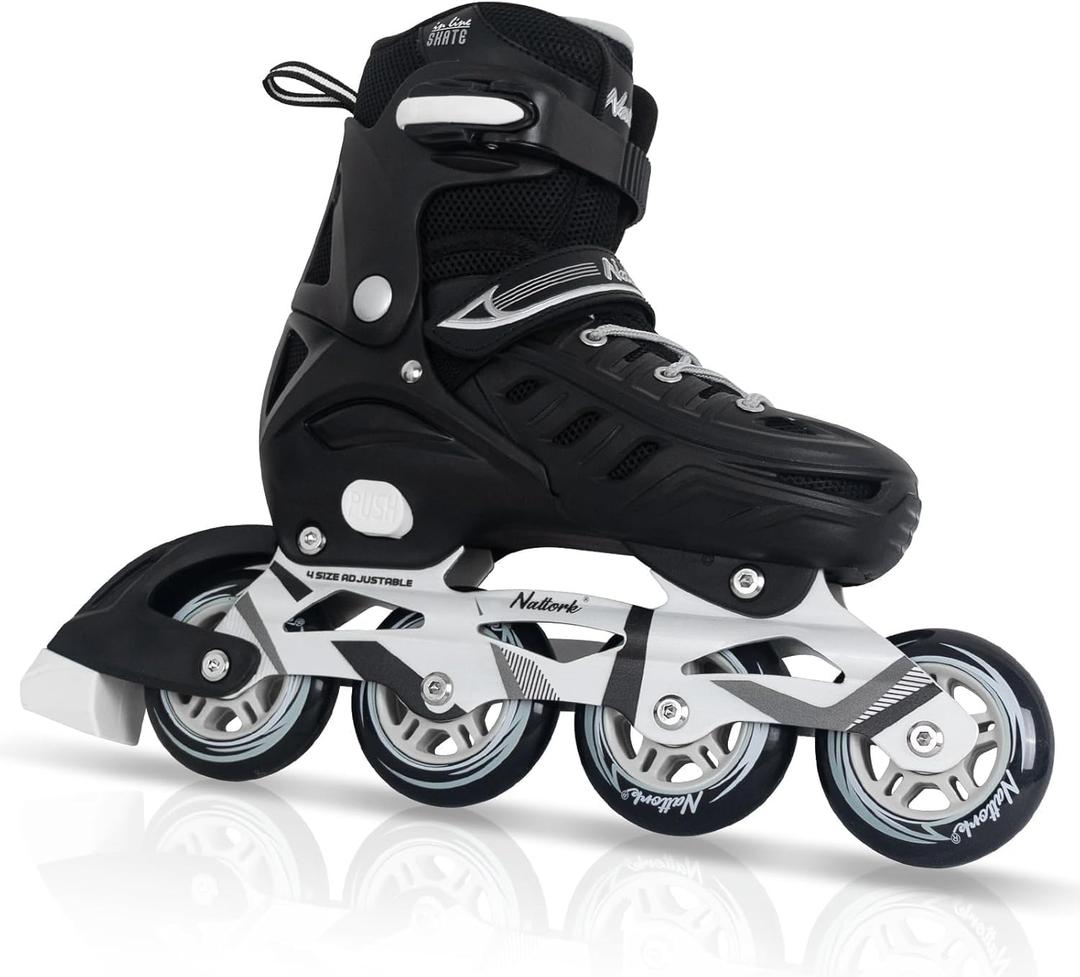 Nattork Inline Skates for Boys and Girls Men Women, 4 Sizes Adjustable Blades Roller Skates Beginner for Kids & Adult Youth XX-Large - Adult (9-12 Men/10-13 Women)