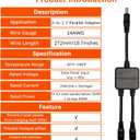 Parallel Adapter Cable, 8mm, Solar Combiner Cable, Y Branch, 10.7in, 10A, 45V, 300W, Reverse Current Protection, Compatible with Jackery