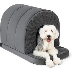 Indoor Dog House - Orthopedic Dog Tent Bed w/Egg-Crate Foam - Pet Bed with Cover Cave - Waterproof Lining - Nonskid Bottom, Ideal for Large Breeds & Fits 42-Inch Crate - 41"x27" (Charcoal)
