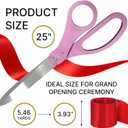 25 Inch Light Pink Giant Scissors Extra Large Ceremonial Cutting Tool with Red Ribbon for Grand Opening Event Supplies Decorations and Business Celebrations