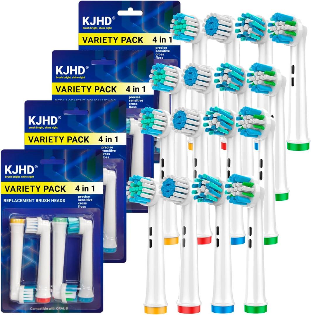 Replacement Heads for Oral B Braun Variety Pack of 16 PCS Floss Cross Sensitive Soft Precise Electric Toothbrush Heads Tooth Brush Head Refill Compatible with Oral-B [KJHD]