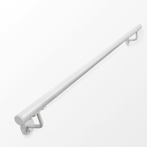 4 FT Heavy Duty White Metal Stairs Railing Indoor, Wall Mount Pipe Stair Handrail - Hand Rails for Indoor & Outdoor Steps, Banister Deck Porch Patio Railing, Wall Grab Bars for Seniors