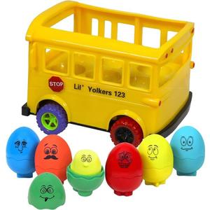 Lil Yolkers School Bus Egg Toy Set for Sensory & Motor Skills for Kids Ages 12+ Months - Educational Matching Game, Colorful Stacking Puzzle, Ideal Easter Basket Stuffer (6 Eggs)