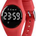 Kids Watches for Girls Boys Digital Sport Watch with Step Counter Pedometer Vibration Alarm Clock, No App Waterproof Fitness Tracker Kids Watch Boys Girls Teens Students Ages 5-16 (106-F-Red)
