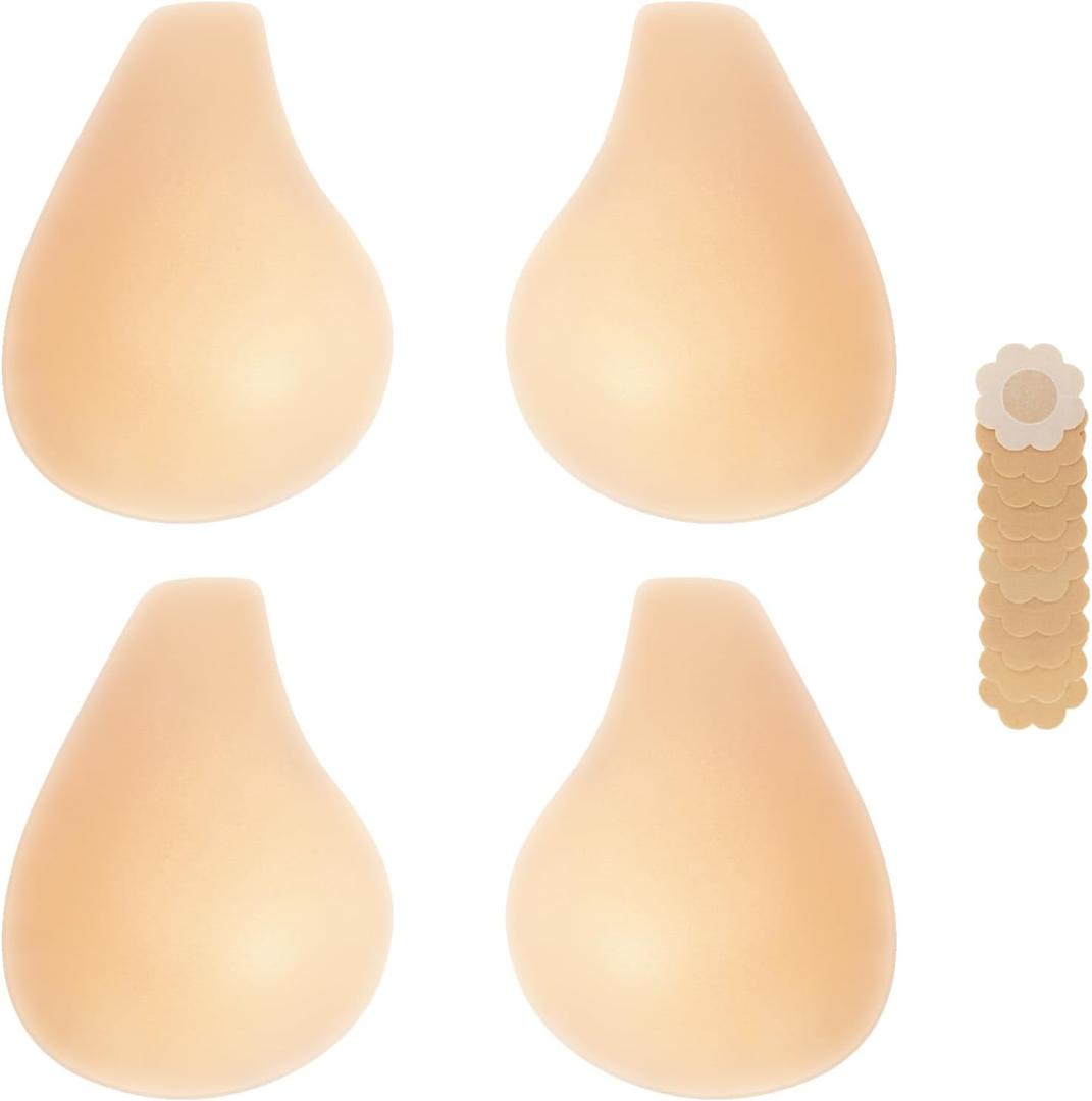 Bontierie 2025 Added Lift Seamless Nipple Covers Ultra-Thin Push up Sticky Pasties Women Adhesive Bras (XX-Large, Nude)