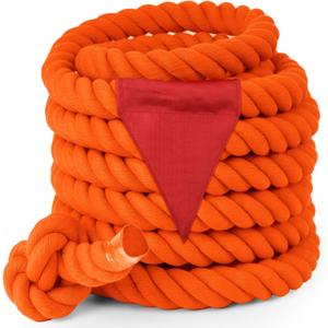 Field Day Tug of War Rope with Flag for Kids and Adults, Family Reunion Birthday Party Games, Summer Outside Lawn Games, Camping Picnic Carnival Games for Team Building Activities, Orange 40FT
