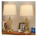 Touch Table Lamps Set of 2, nightstand lamp with USB Ports Bedside 3 Way Touch dimmer Desk lamp for Living Room Bedroom,Gold Plated Spiral cage Base Design Warm White dimmer Bulbs Included