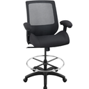 BOLISS Ergonomic Mesh Computer Office Drafting Chair with Super Soft Adjustable Arms Molded Foam Seat Cushion Lumbar Support and Big Foot Ring - Black