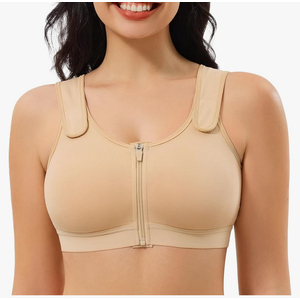 CYDREAM Zip Front Closure Wireless Bras for Women Full Coverage Post Surgery Compression Back Smoothing Comfort Adjustable, Size XXL