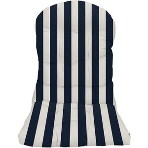 RSH DECOR: Tufted Adirondack Chair Cushion | 42.5 x 21 | All-Weather Spun Fabric | Water and Fade-Resistant | Outdoor Cushion for Patio Furniture | Navy & White Stripe